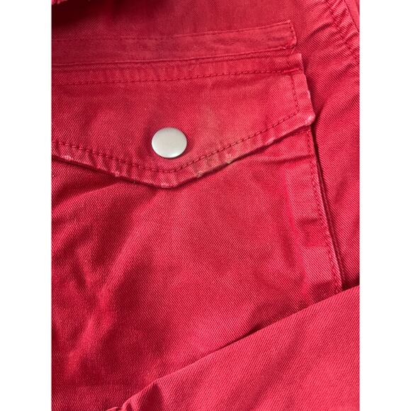 GAP Red Utility Jacket Pockets Zipper Snap Buttons - Size Women's Medium - Picture 2 of 9